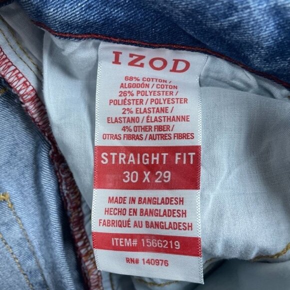 Izod Mens Comfort Stretch Straight Jeans Size 30x29 Medium Wash Denim a0592 - Picture 8 of 10